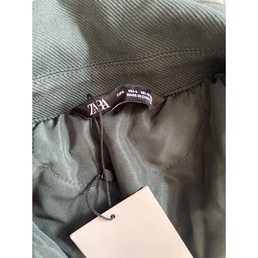 Zara NWT Mens Green Jacket With Front Pockets & Button Closure Size L - Picture 3 of 4